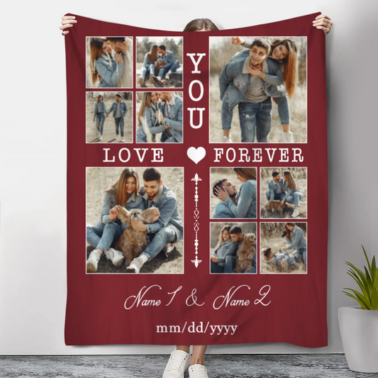 Personalized Love You Forever Photo Collage Custom Fleece Blanket