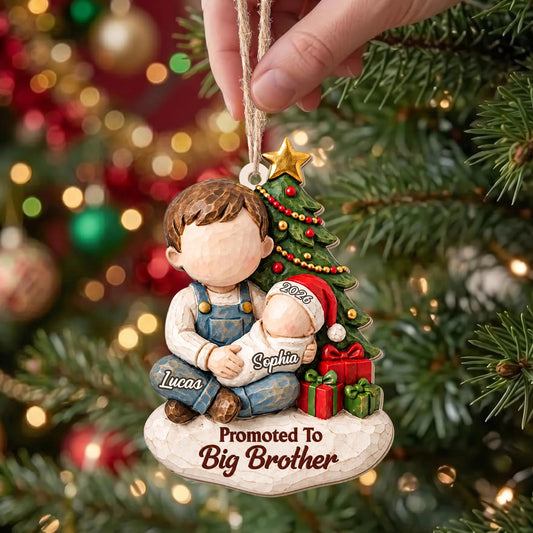 Personalized Promoted to Big Sister Wood Ornament