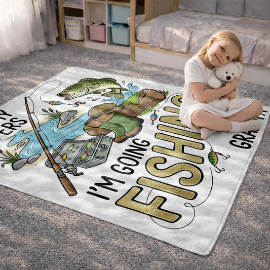 Pack My Diapers I'm Going Fishing With Grandpa - Personalized Blanket Gift for Baby