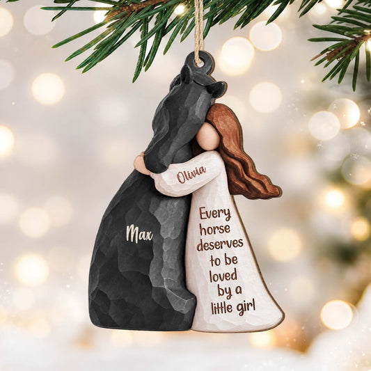Personalized Just A Girl Who Loves Horses Daughter Wooden Ornament
