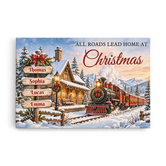 Personalized All Roads Lead Home Christmas Canvas Poster