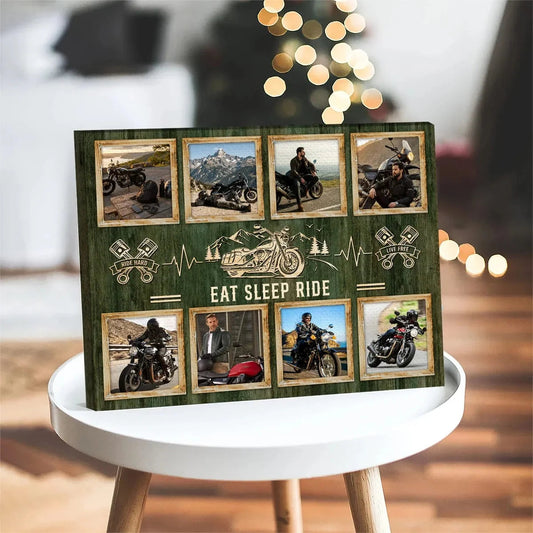 Personalized Eat Sleep Ride Motorcycle Canvas Poster