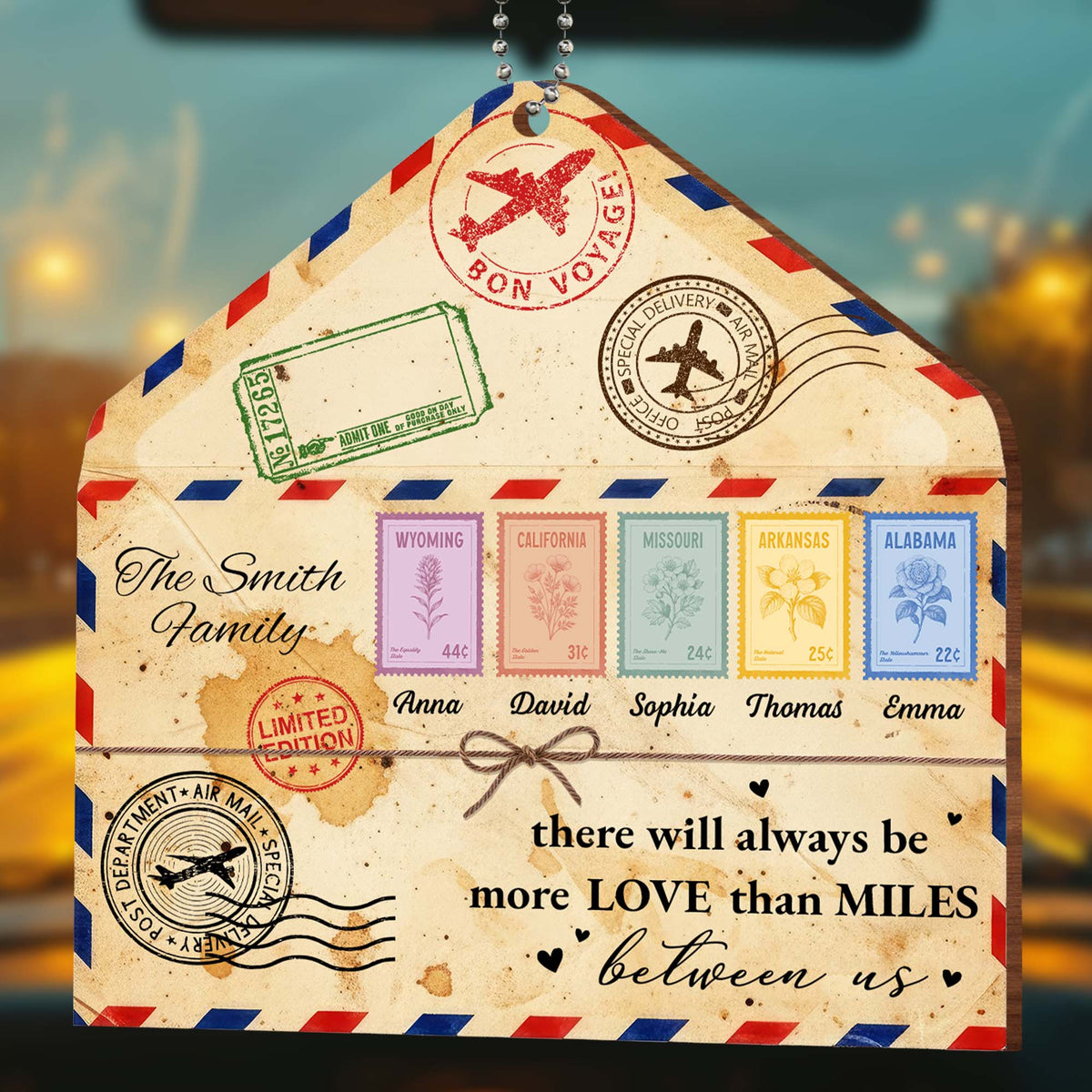 Personalized More Love Than Miles Mail Custom Wooden Ornament