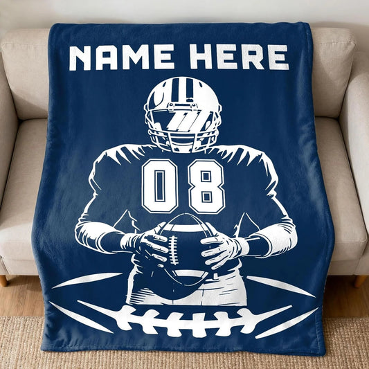 Personalized Football Player Name Number Custom Jersey Throw Blanket
