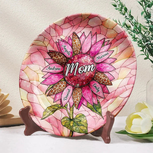 Personalized Sunflower Stained Glass Ceramic Plate
