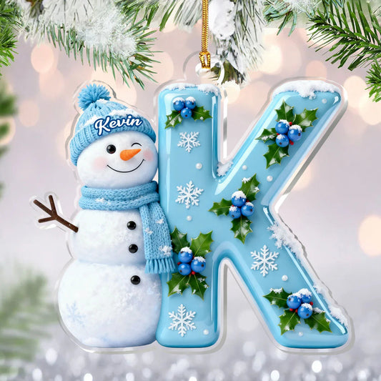 Personalized Snowy Alphabet Dreams Acrylic Ornament