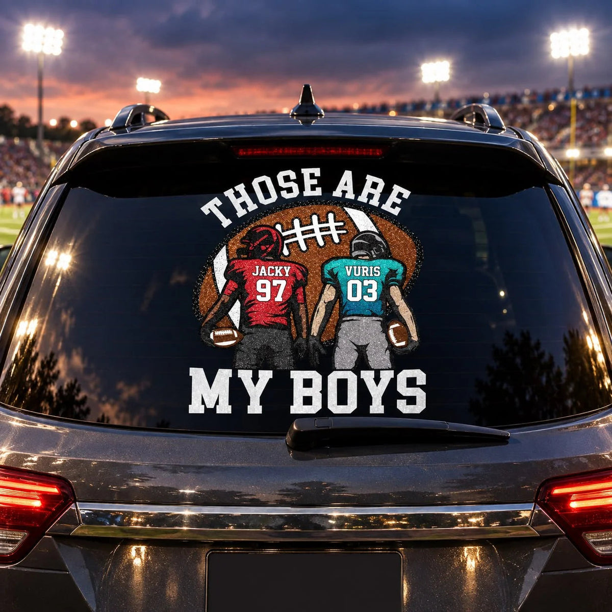 Personalized Those Are My Boys Football Car Decal