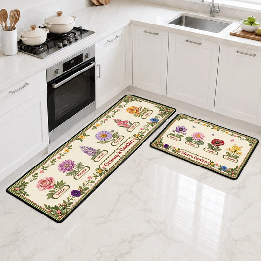 Personalized Granny Garden Birth Month Flower Custom Runner Rug