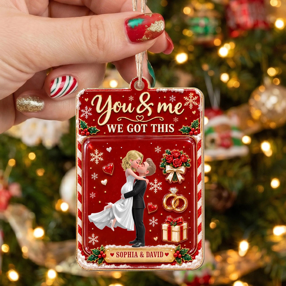 Personalized You And Me We Got This Couple Wooden Ornament