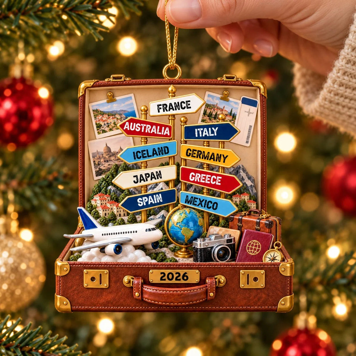 Custom Travel Destination Suitcase Ornament