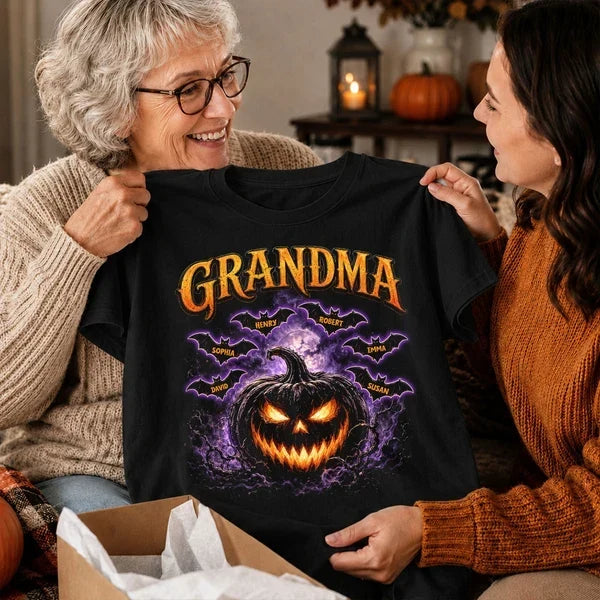 Personalized Grandma Jack O Lantern Halloween Shirt