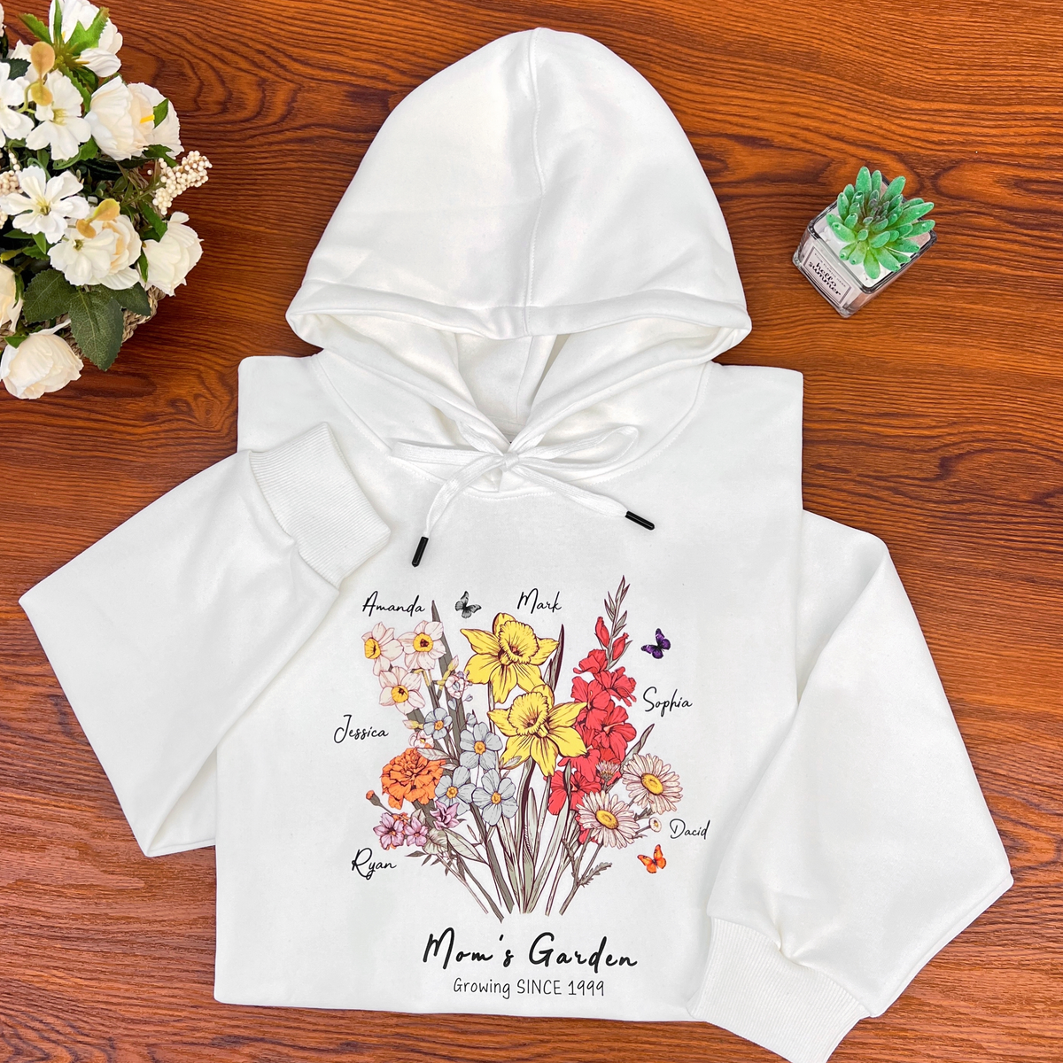 Custom Birth Month Flower Sweatshirts Mom's Garden Shirt