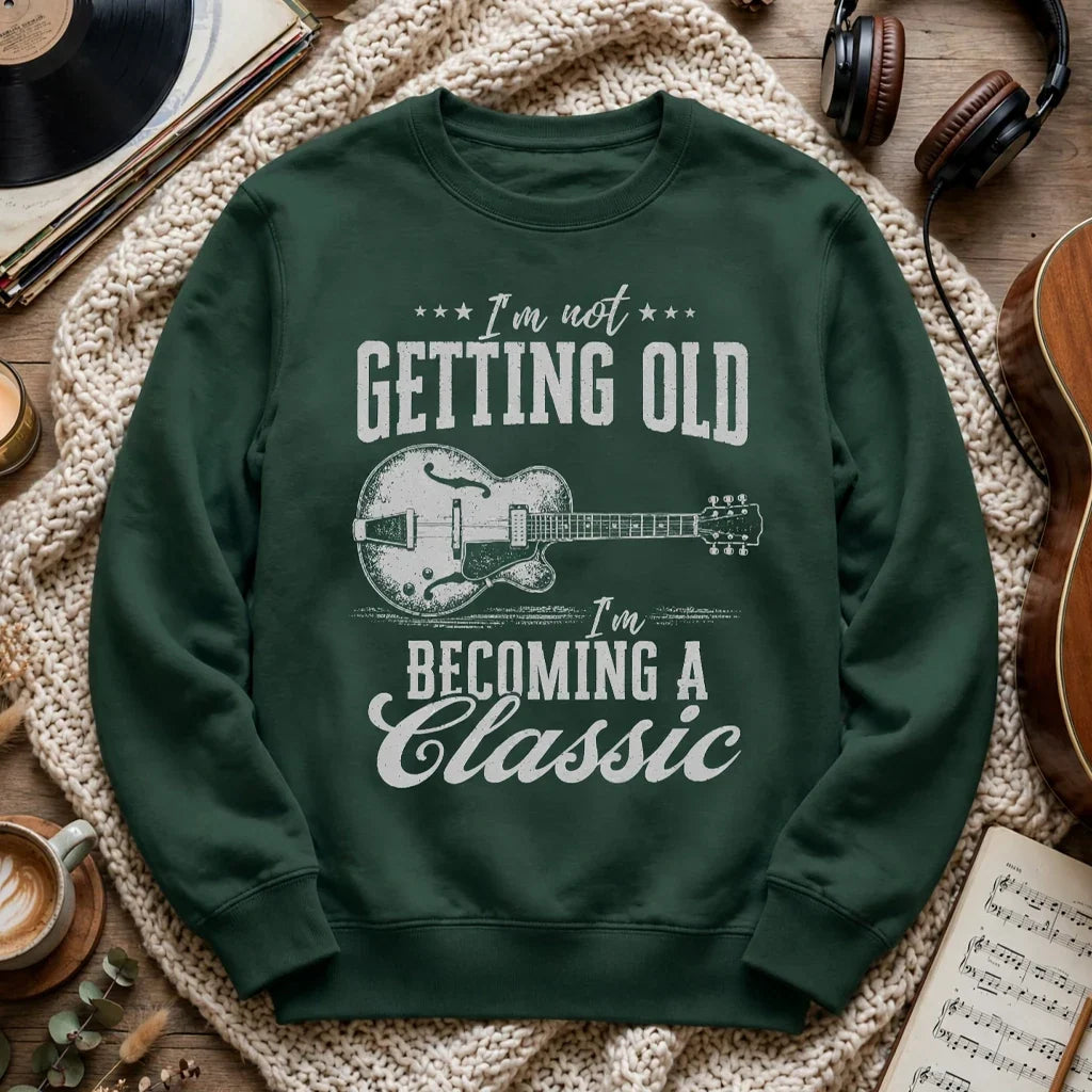 Personalized Vintage Guitar Music Art Cozy Holiday Sweatshirt