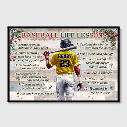 Personalized Baseball Life Lessons Canvas Poster