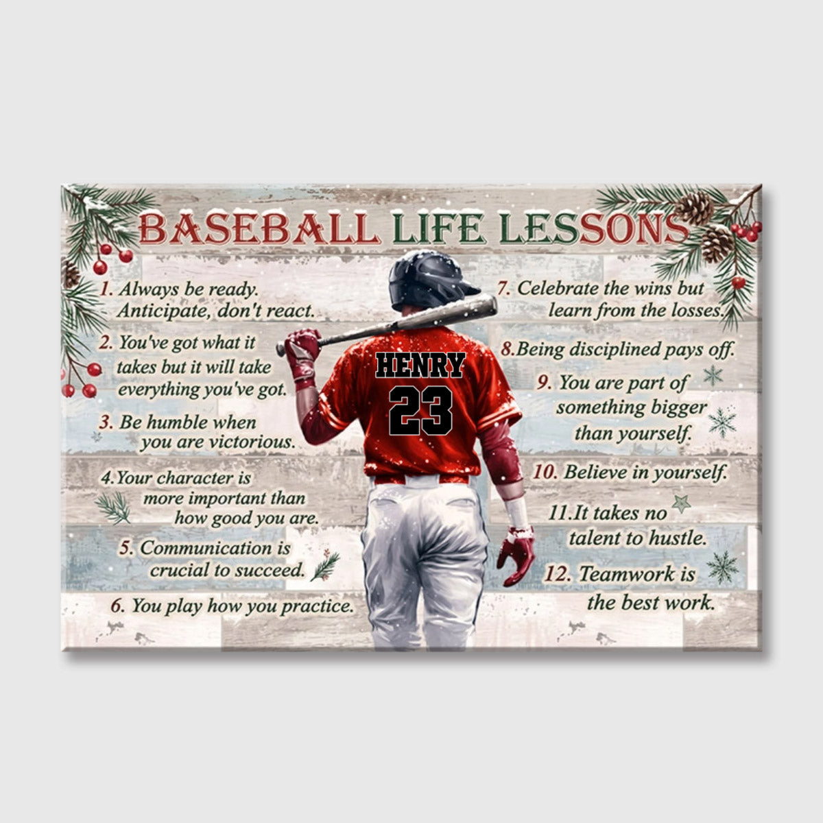 Personalized Baseball Life Lessons Canvas Poster