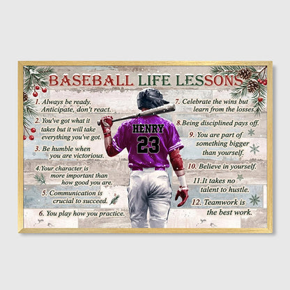 Personalized Baseball Life Lessons Canvas Poster