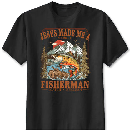 Personalized Jesus Made Me A Fisherman Graphic Tee