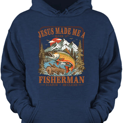 Personalized Jesus Made Me A Fisherman Graphic Tee