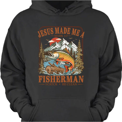Personalized Jesus Made Me A Fisherman Graphic Tee