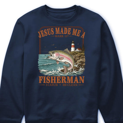 Personalized Jesus Made Me A Fisherman Graphic Tee