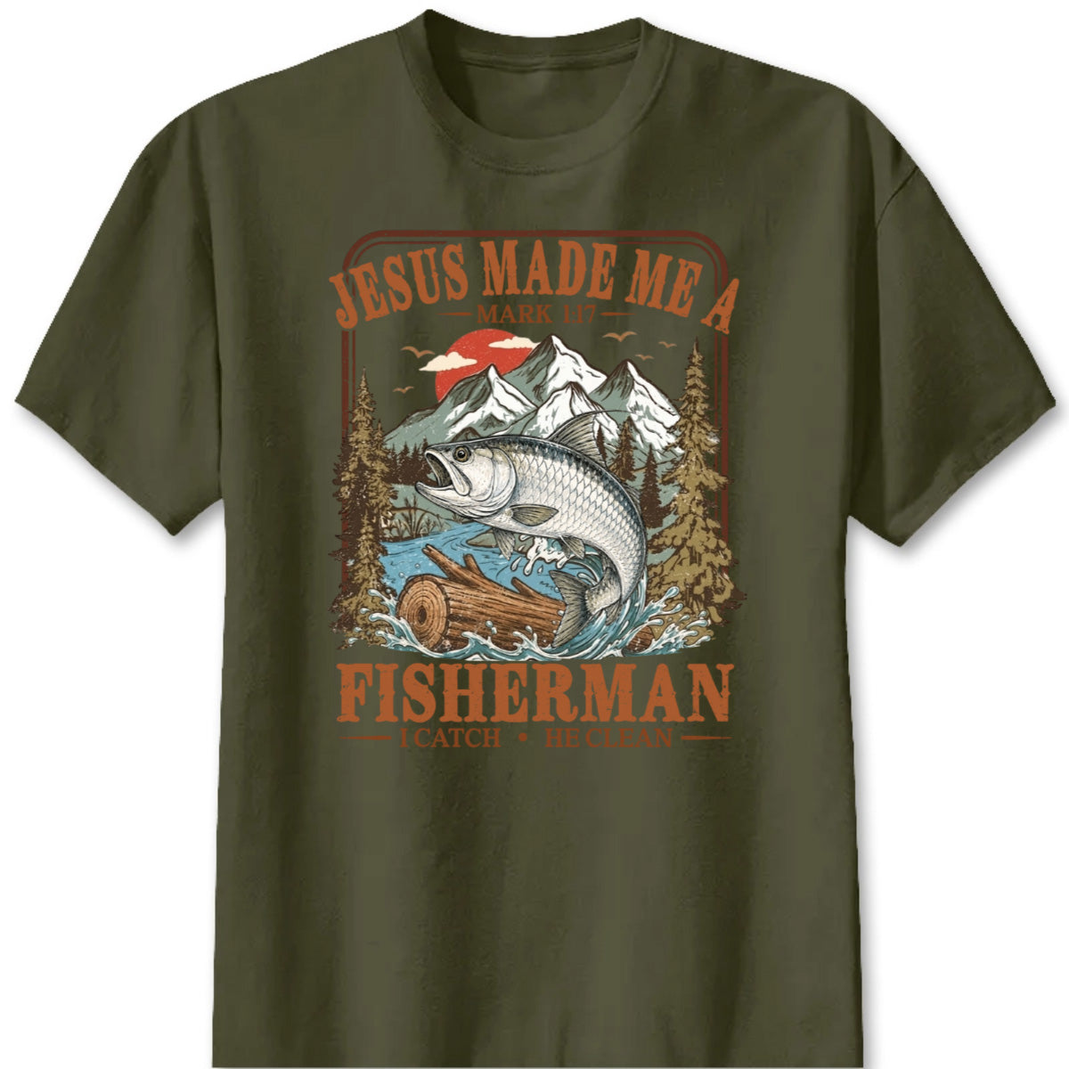 Personalized Jesus Made Me A Fisherman Graphic Tee
