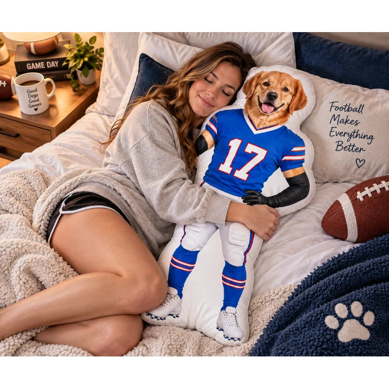 Custom Pet Football Player Shaped Pillow