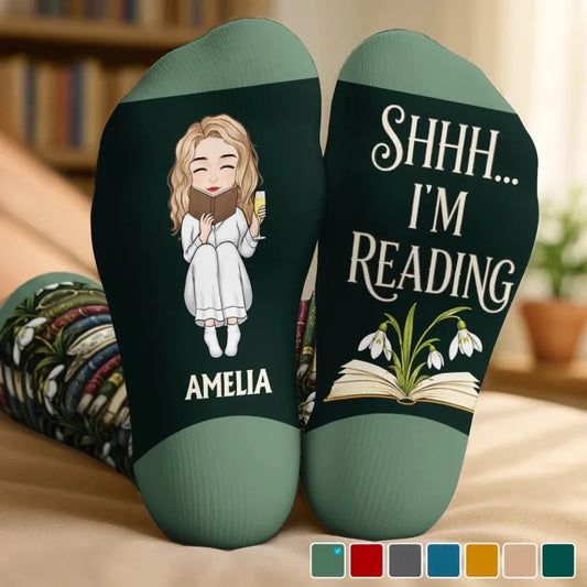 Custom Crew Socks - Personalized Bookish Gifts For Book Lovers, Bookworms, Readers - Busy Reading