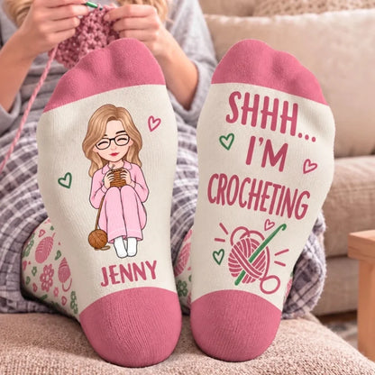 Custom Yarn Crew Socks - Personalized Birthday Gifts For Crochet Knitting Lovers, Crocheters, Knitte