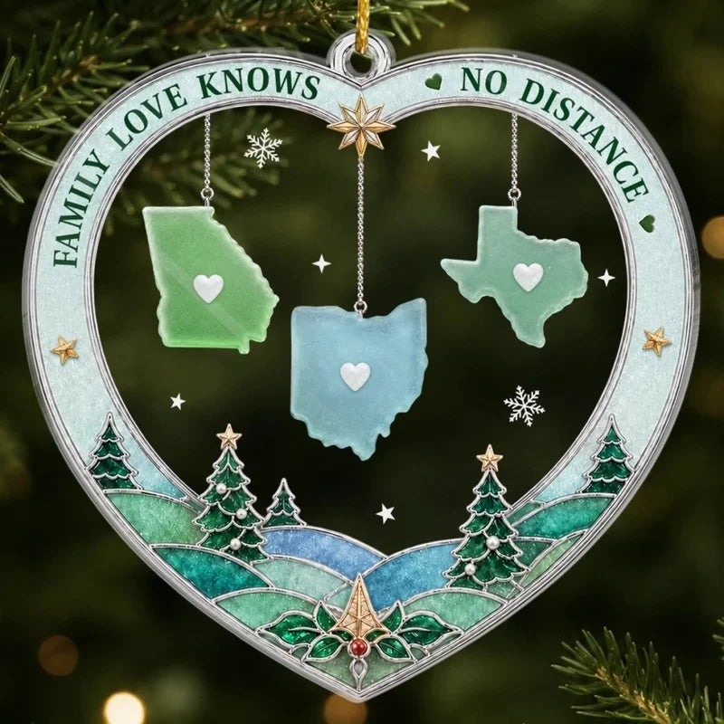 Custom Long Distance Acrylic Ornament - Personalized Christmas Birthday Gifts For Mom, Dad, Brother,