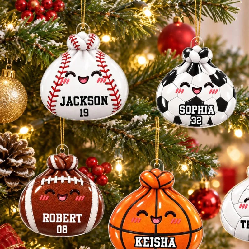 Cute Funny Sport Dumpling Dim Sum Custom Name - Personalized Acrylic Ornament - Christmas Gift For K