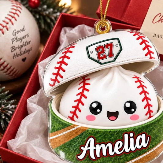 Custom Ball Sports Dumpling Squishy Style - Personalized Acrylic Ornament - Christmas Gift for Daugh