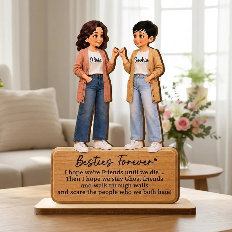Personalized 2-Layer Wooden Plaque, Pinky Promise Friends Forever, Unique Gift for a Close Friend