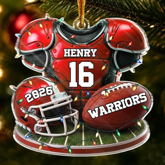 Custom America Football Acrylic Ornament - Personalized Christmas Birthday Gifts For America Footbal