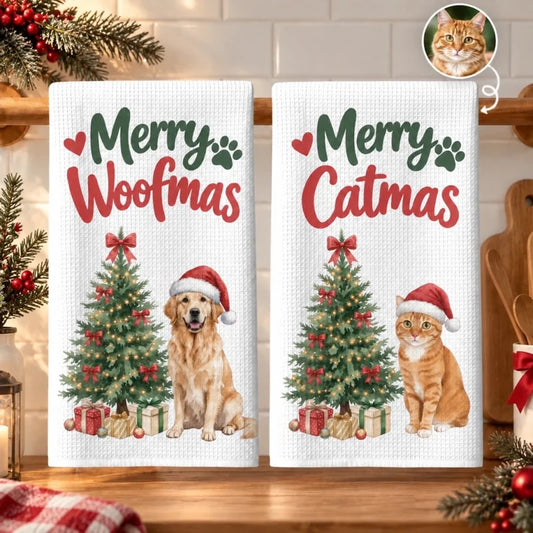 Custom Photo Kitchen Towel - Personalized Birthday Christmas Gifts For Dog Cat Lovers, Dog Dad And M