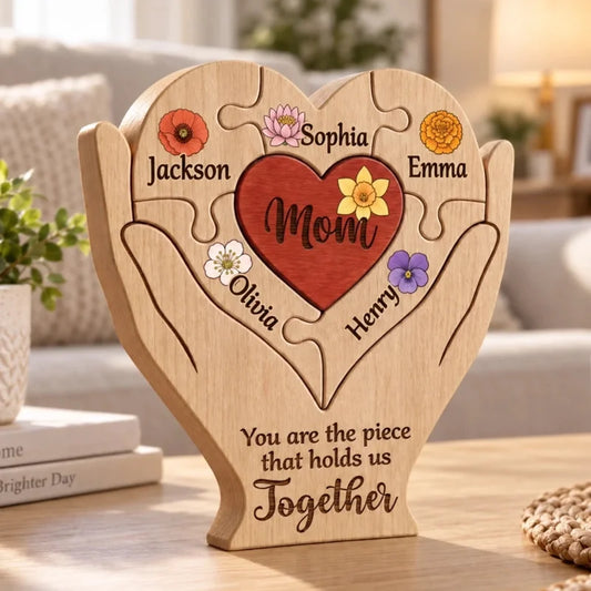 Custom Shaped Wooden Art Puzzle - Personalized Mother's Day Father's Day Birthday Gifts For Mom, Dad
