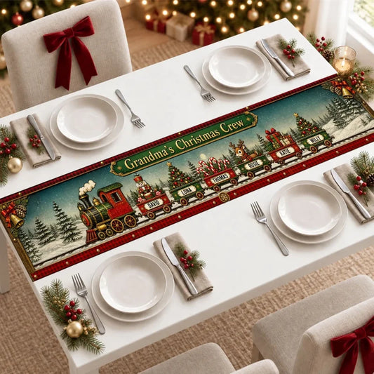 Christmas Train Family - Personalized Table Runner