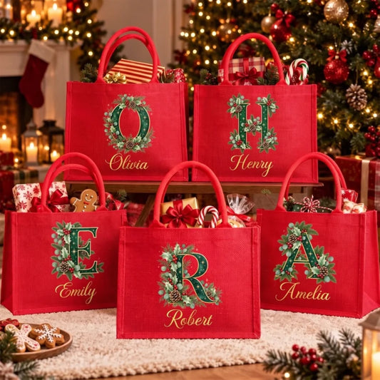 Custom Burlap Tote Bag - Personalized Christmas Birthday Gifts For Mom, Dad, Brother, Sister - Joyfu