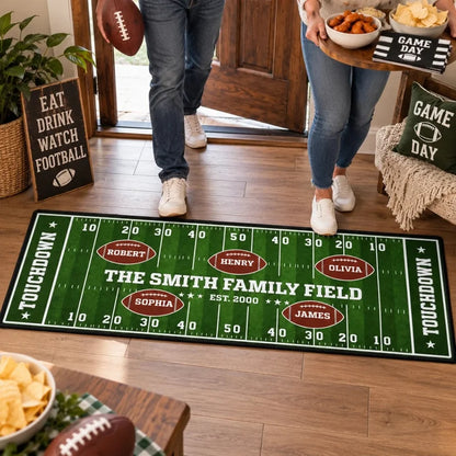 Custom Family Name Rug, Housewarming Birthday Gift For Family Members • Our Team Our Home Field - Pe