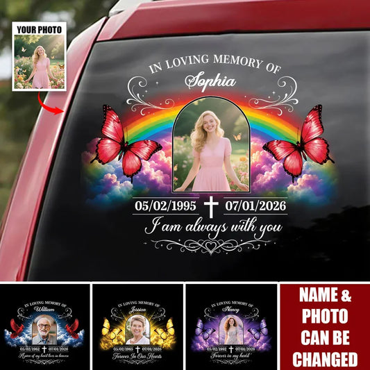 Forever in Our Hearts Personalized Memorial Car Decal - Custom Photo In Loving Memory Window Sticker