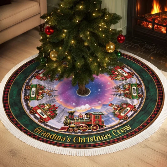Custom Tree Skirt - Personalized Christmas Birthday Gifts For Grandma, Grandpa - All Aboard For Chri