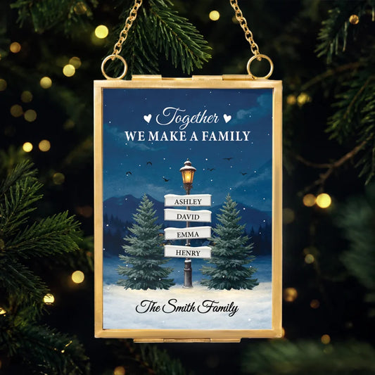 Together We Make a Family Hanging Photo Frame Ornament, Personalized Lamppost Scene, Creative Gift f