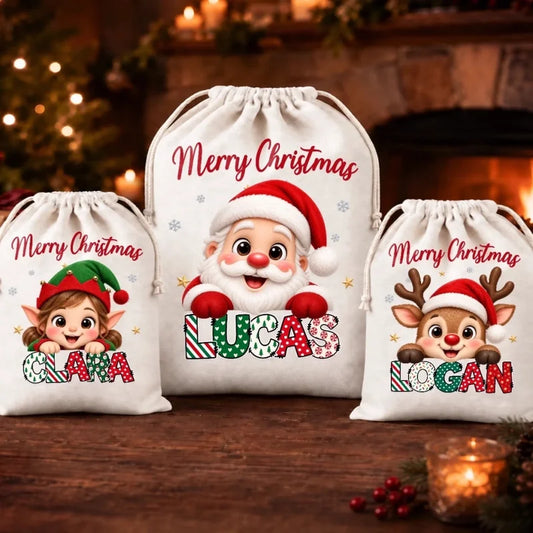 Custom Letter Drawstring Gift Bag - Personalized Christmas Birthday Gifts For Mom, Dad, Brother, Sis