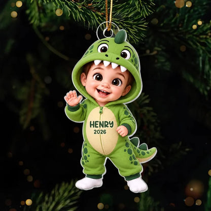 Personalized Dinosaur Costume Kid Acrylic Ornament