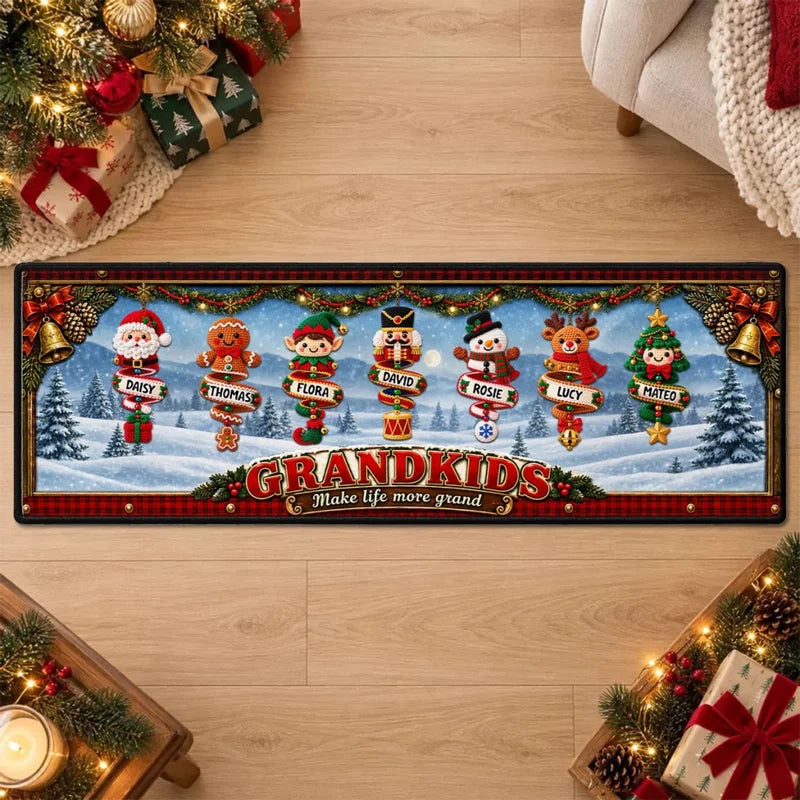 Custom Family Name Christmas Rug, Holiday Gift For Grandma Grandpa • Little Christmas Blessings - Pe