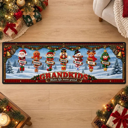 Custom Family Name Christmas Rug, Holiday Gift For Grandma Grandpa • Little Christmas Blessings - Pe