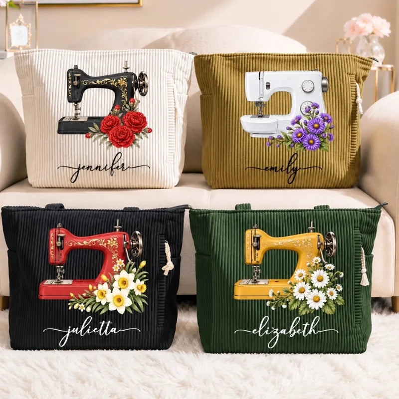 Custom Corduroy Tote Bag - Personalized Birthday Tailor Gifts For Sewer, Seamstress - Sew Much Love