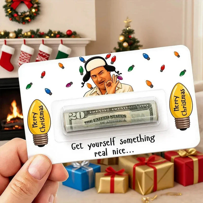 Personalized Money Holder Card, Funny Christmas Movie Design, Colorful Holiday Lights, Unique Gift