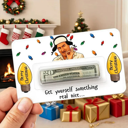 Personalized Money Holder Card, Funny Christmas Movie Design, Colorful Holiday Lights, Unique Gift