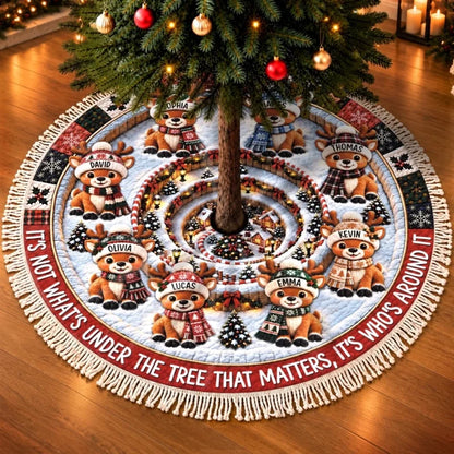 Custom Reindeer Tree Skirt - Personalized Christmas Birthday Gifts For Mom, Dad, Brother, Sister - O