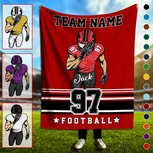 Personalized Football Player Number Custom Blanket